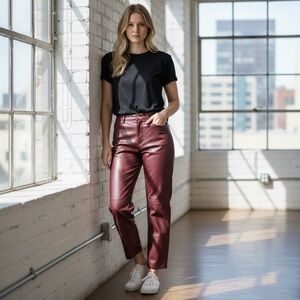 Joie Limited Edition Vegan Leather Pants Burgundy Women’s Size 6